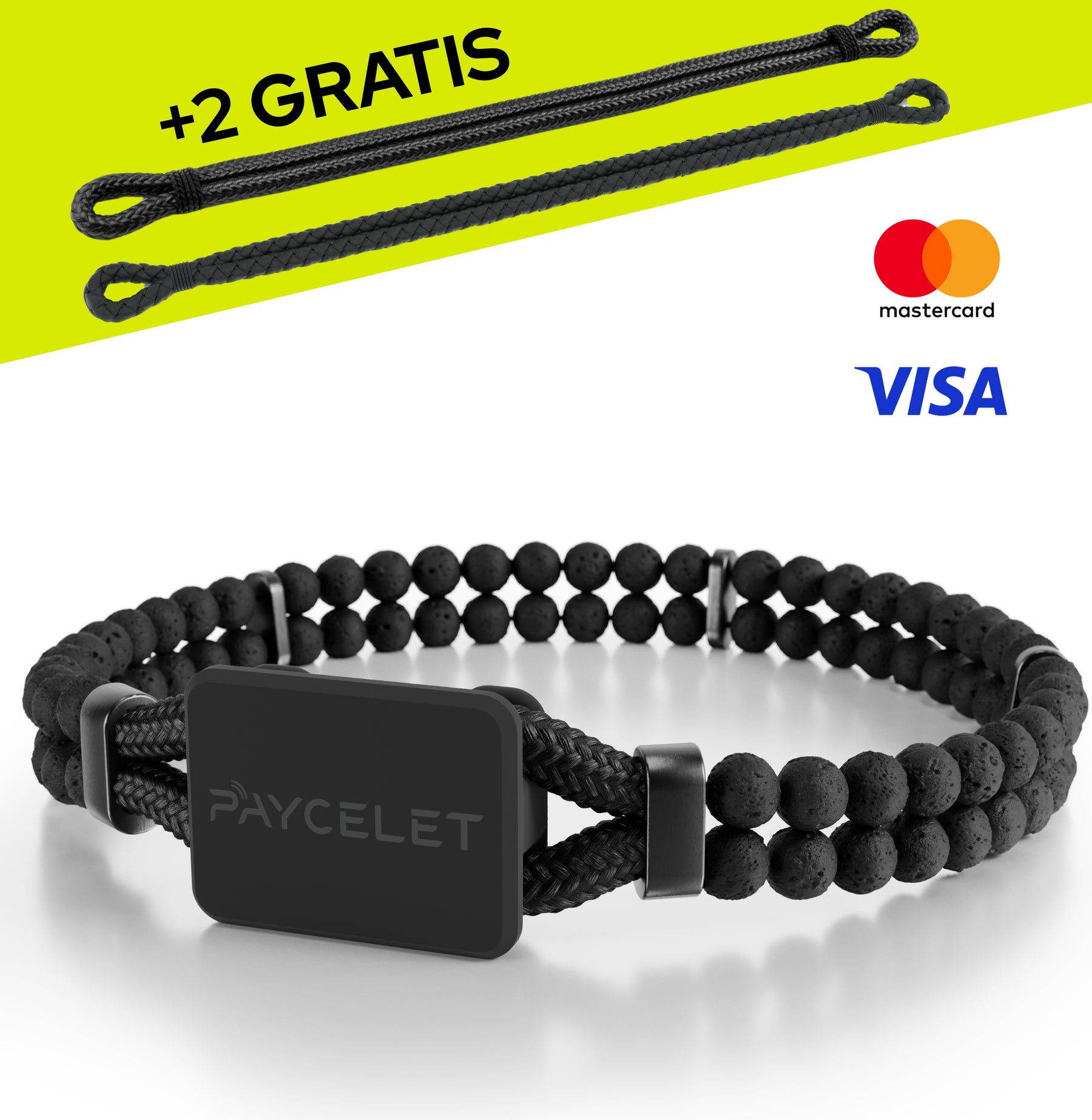 PAYCELET ONE - ALL BLACK - Bundle - inkl. Lava & Sail Rope & Lederarmband