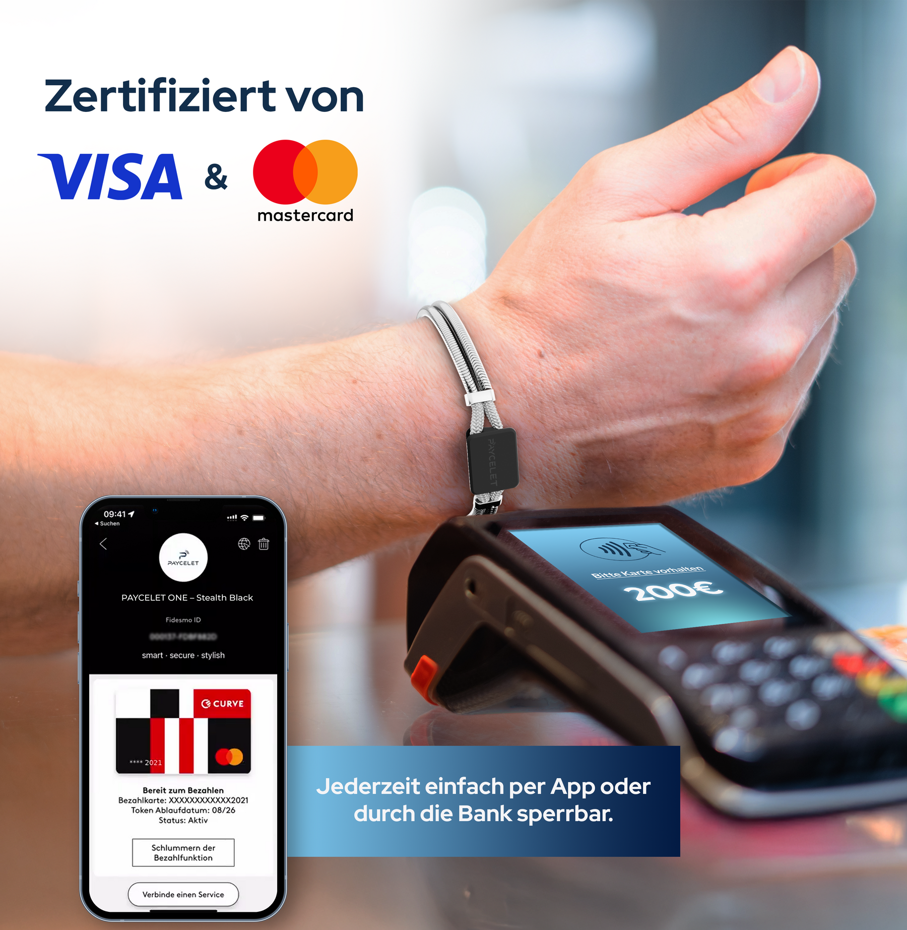 PAYCELET ONE - Stealth Black - Edelstahlband- Set