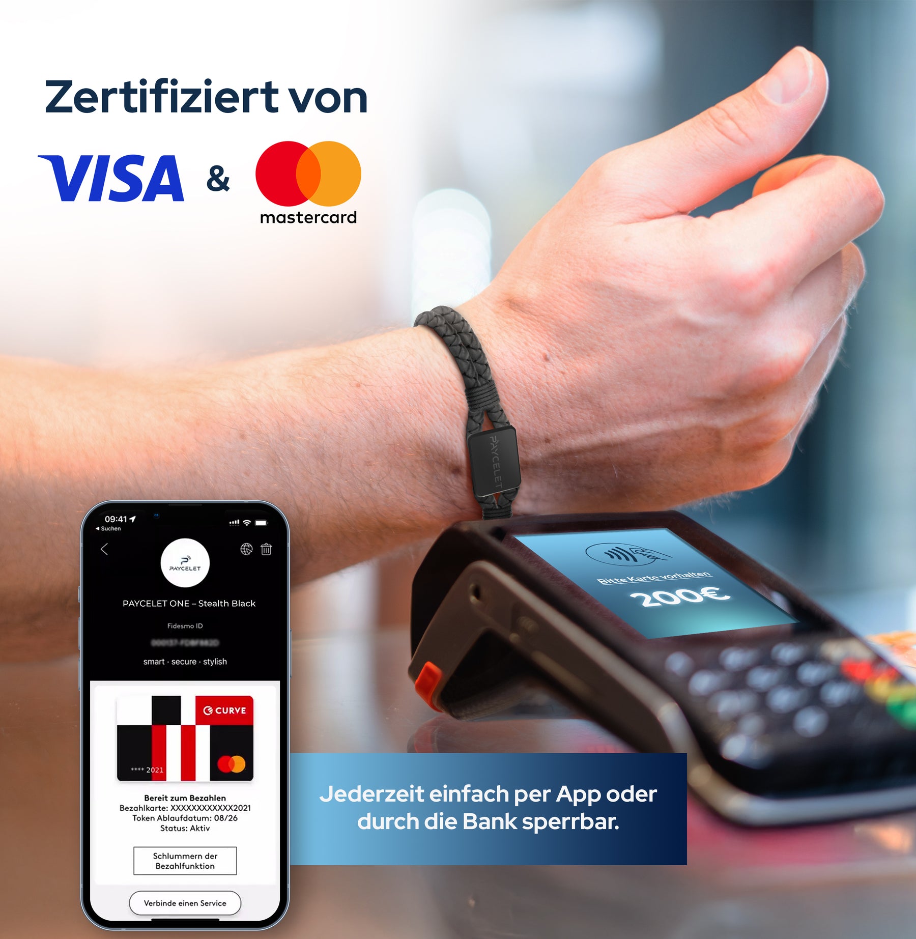PAYCELET ONE - Stealth Black - Lederarmband - Set